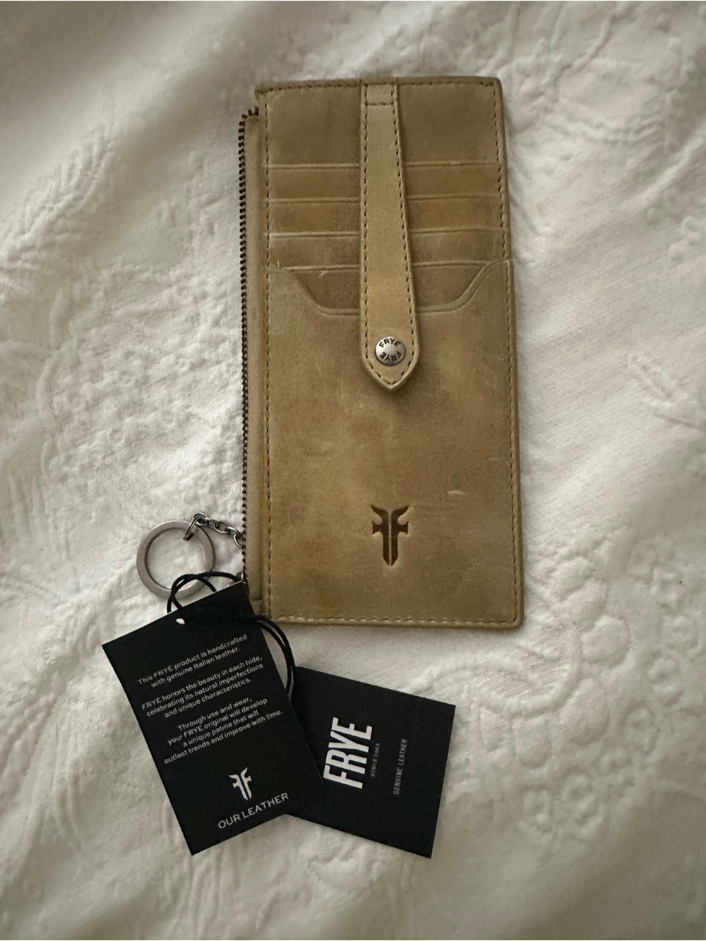 Frye Melissa Snap Card Wallet Genuine Leather NWT Tan - Picture 2 of 5